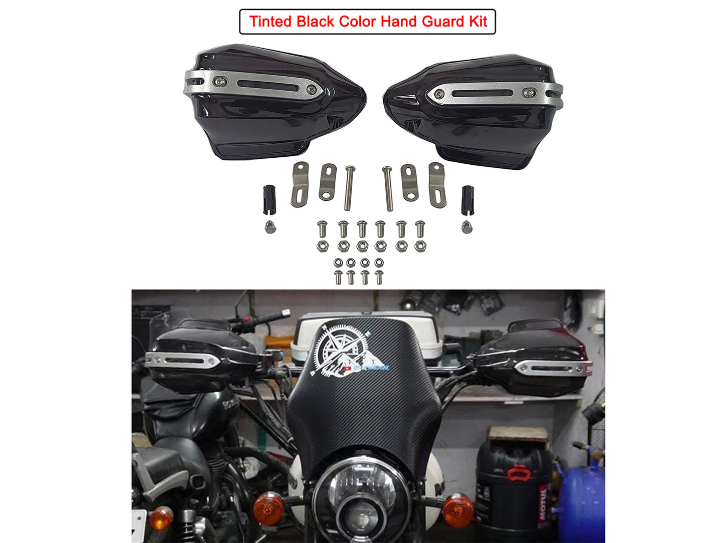 For Royal Enfield Hunter 350 Tinted Black Color Hand Guard Kit