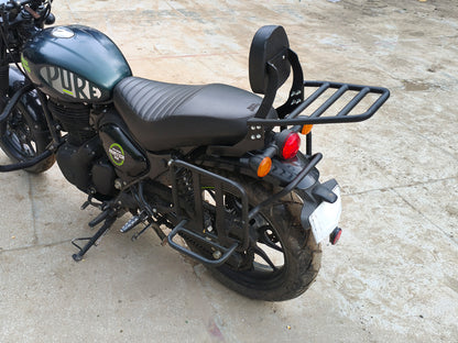 For Royal Enfield Hunter 350 Rear Luggage Rack With Backrest Black