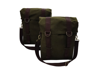 For Royal Enfield Hunter 350 Olive Green Military Pannier Bags & Mounting
