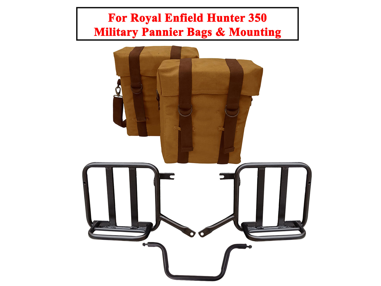 For Royal Enfield Hunter 350 Desert Color Military Pannier Bags & Mounting