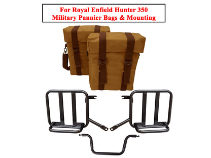 For Royal Enfield Hunter 350 Desert Color Military Pannier Bags & Mounting