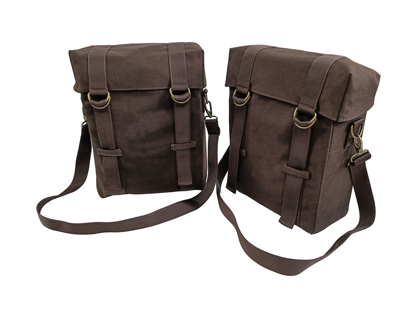For Royal Enfield Hunter 350 Coffee Brown Military Pannier Bags & Mounting