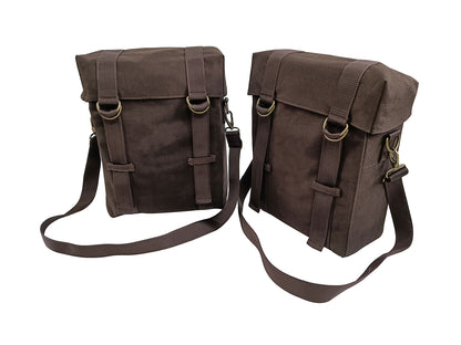 For Royal Enfield Hunter 350 Coffee Brown Military Pannier Bags & Mounting