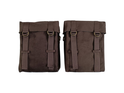 For Royal Enfield Hunter 350 Coffee Brown Military Pannier Bags & Mounting