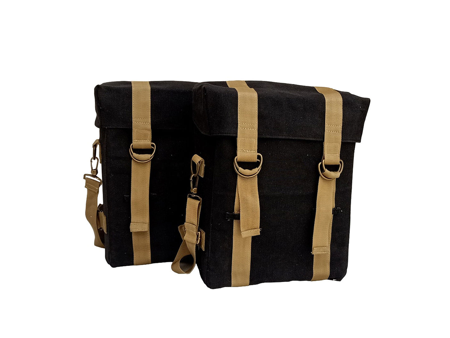 For Royal Enfield Hunter 350 Black Bags With Golden Strip With Mounting