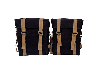 For Royal Enfield Hunter 350 Black Bags With Golden Strip With Mounting