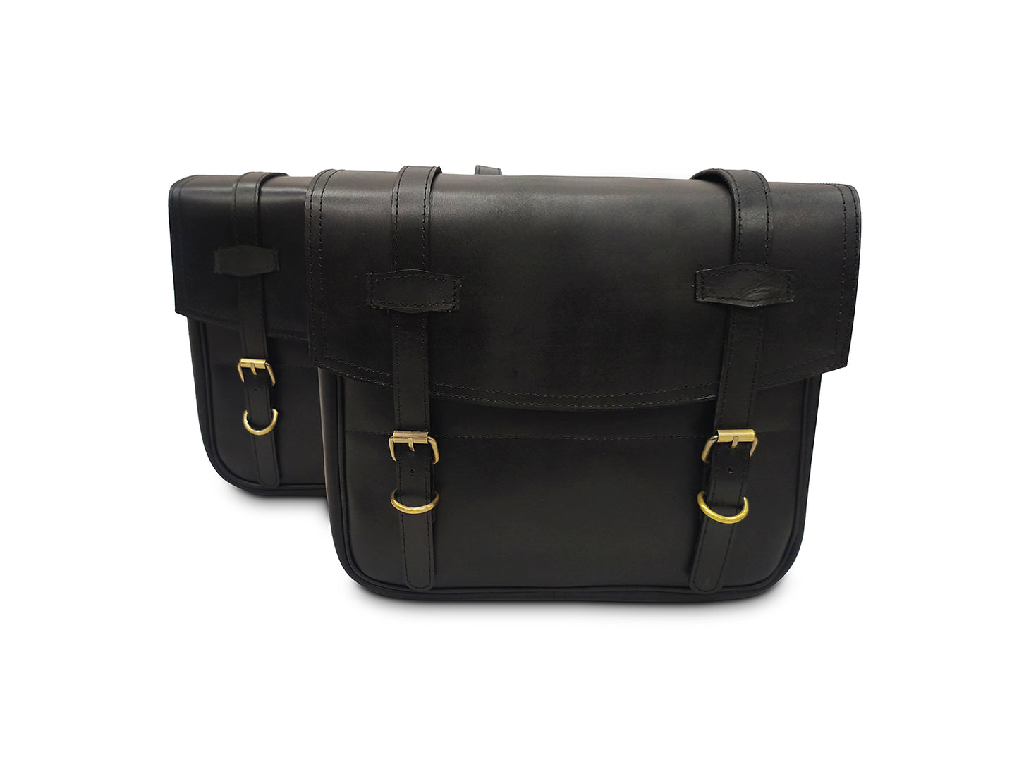 For Royal Enfield Hunter 350 Leather Pannier Bags Black D1