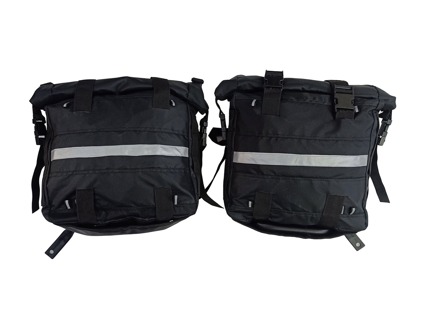 For Royal Enfield Hunter 350 Canvas Pannier Bags Pair Black D2