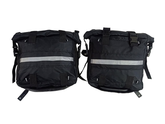 For Royal Enfield Hunter 350 Canvas Pannier Bags Pair Black D2
