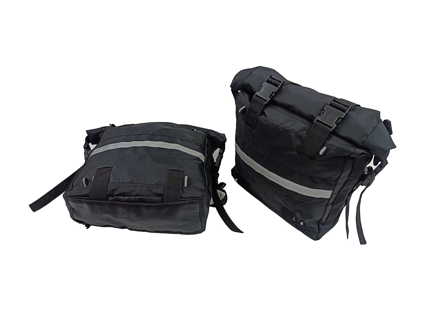 For Royal Enfield Hunter 350 Canvas Pannier Bags Pair Black D2