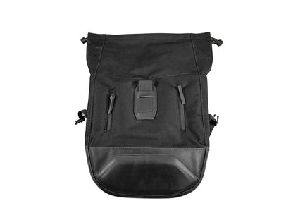 For Royal Enfield Hunter 350 Leather & Canvas Pannier Bags Pair Black  D14