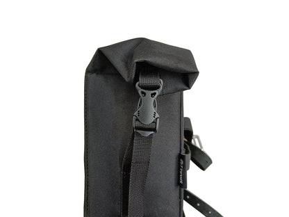 For Royal Enfield Hunter 350 Leather & Canvas Pannier Bags Pair Black & Brown D15