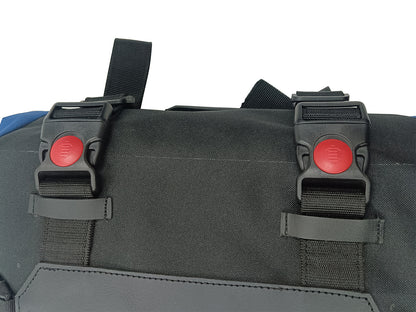 For Royal Enfield Hunter 350 Canvas Pannier Bags Pair Black & Blue D18