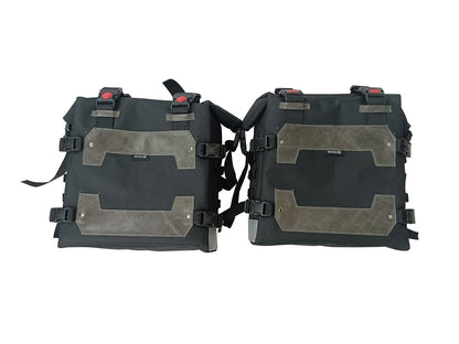 For Royal Enfield Hunter 350 Canvas Pannier Bags Pair Charcol Black D19