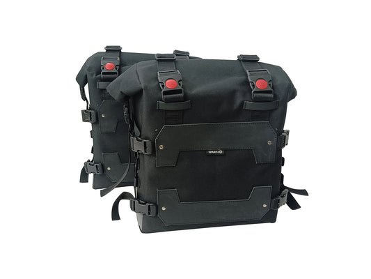 For Royal Enfield Hunter 350 Canvas Pannier Bags Pair Black D20