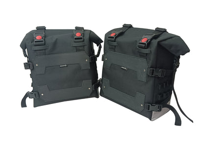 For Royal Enfield Hunter 350 Canvas Pannier Bags Pair Black D20