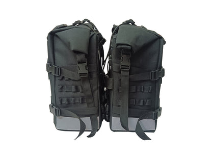 For Royal Enfield Hunter 350 Canvas Pannier Bags Pair Black D20