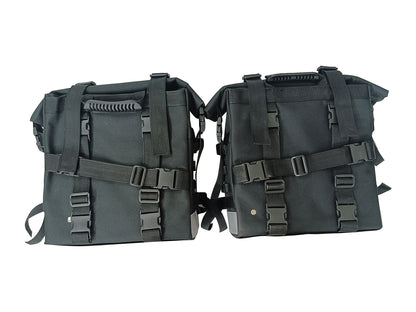 For Royal Enfield Hunter 350 Canvas Pannier Bags Pair Black D20