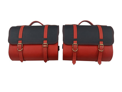 For Royal Enfield Hunter 350 Leather Pannier Bags Pair With Tank Pouch D1