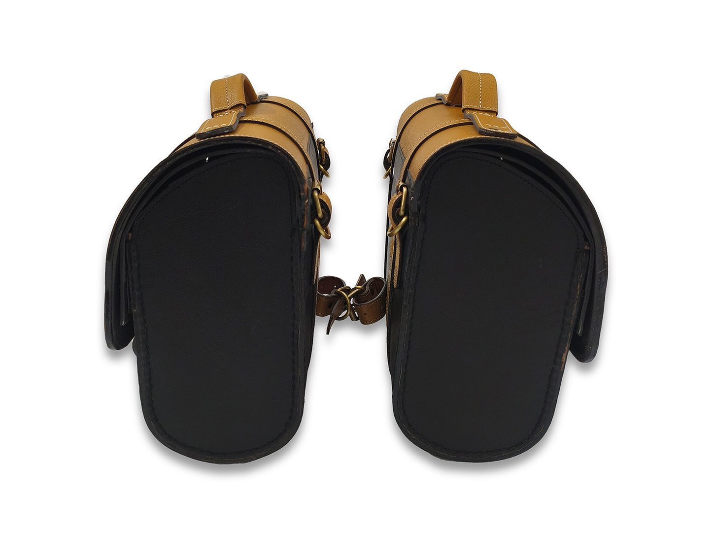 For Royal Enfield Hunter 350 Leather Pannier Bags Pair With Tank Pouch D2