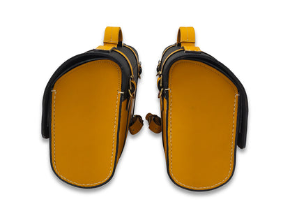For Royal Enfield Hunter 350 Leather Pannier Bags Pair With Tank Pouch D3