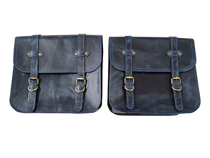 For Royal Enfield Hunter 350 Leather Pannier Bags & Mounting D1
