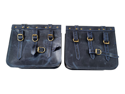 For Royal Enfield Hunter 350 Leather Pannier Bags & Mounting D1