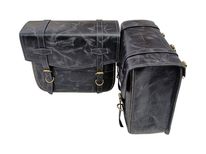 For Royal Enfield Hunter 350 Leather Pannier Bags & Mounting D2