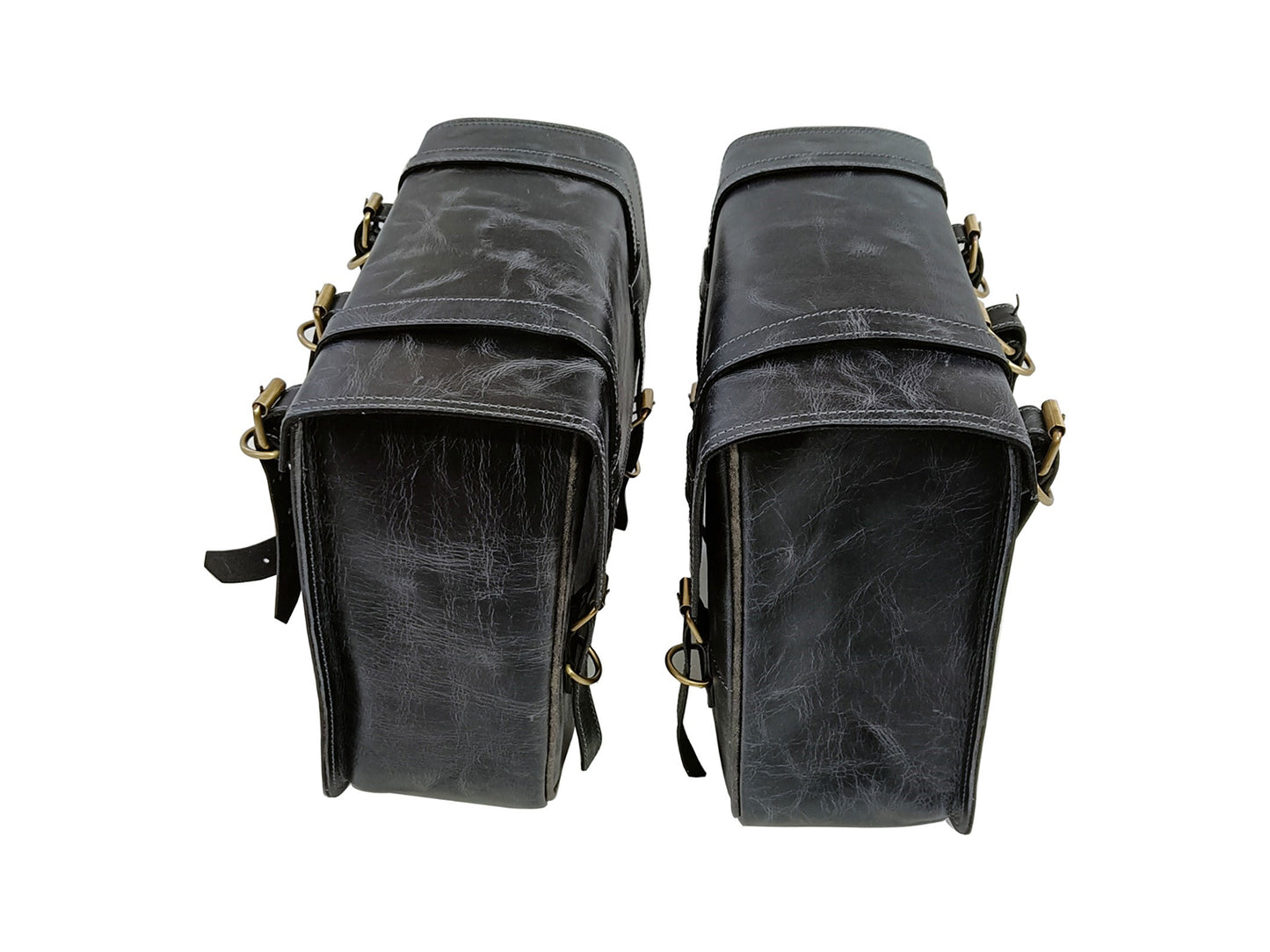 For Royal Enfield Hunter 350 Leather Pannier Bags & Mounting D2