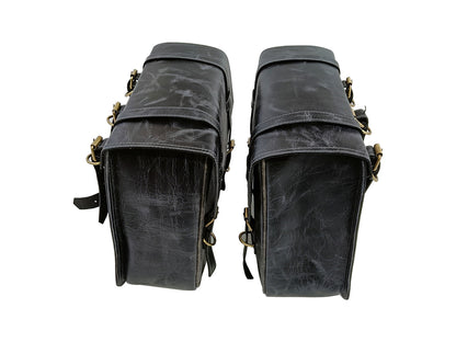 For Royal Enfield Hunter 350 Leather Pannier Bags & Mounting D2