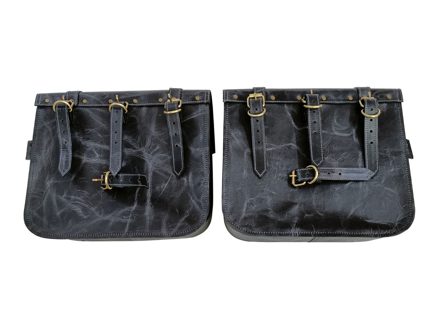 For Royal Enfield Hunter 350 Leather Pannier Bags & Mounting D2