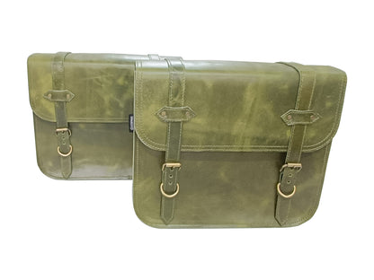 For Royal Enfield Hunter 350 Leather Pannier Bags & Mounting D3