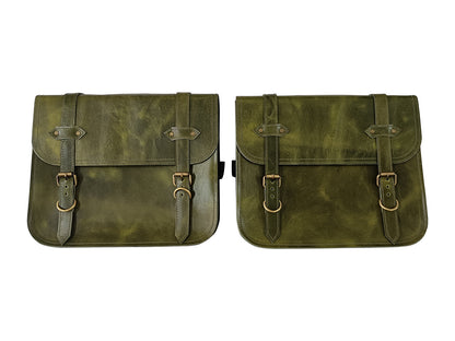 For Royal Enfield Hunter 350 Leather Pannier Bags & Mounting D3