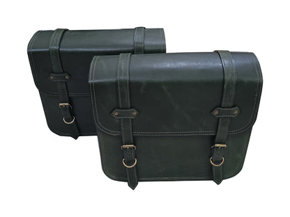 For Royal Enfield Hunter 350 Leather Pannier Bags & Mounting D4