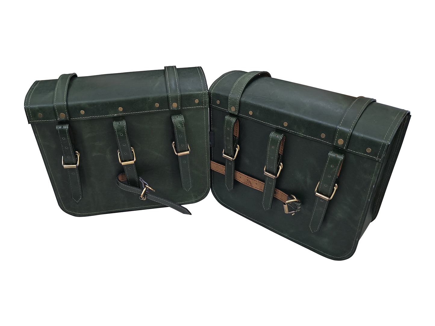 For Royal Enfield Hunter 350 Leather Pannier Bags & Mounting D4