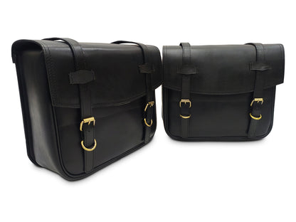 For Royal Enfield Hunter 350 Leather Pannier Bags & Mounting D5