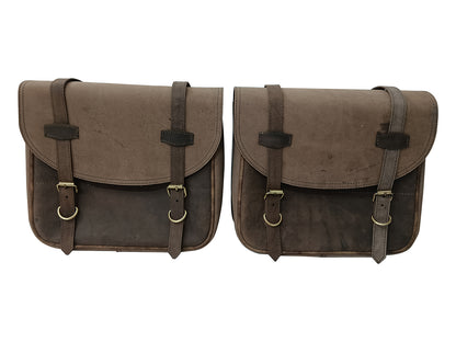 For Royal Enfield Hunter 350 Leather Pannier Bags & Mounting D6