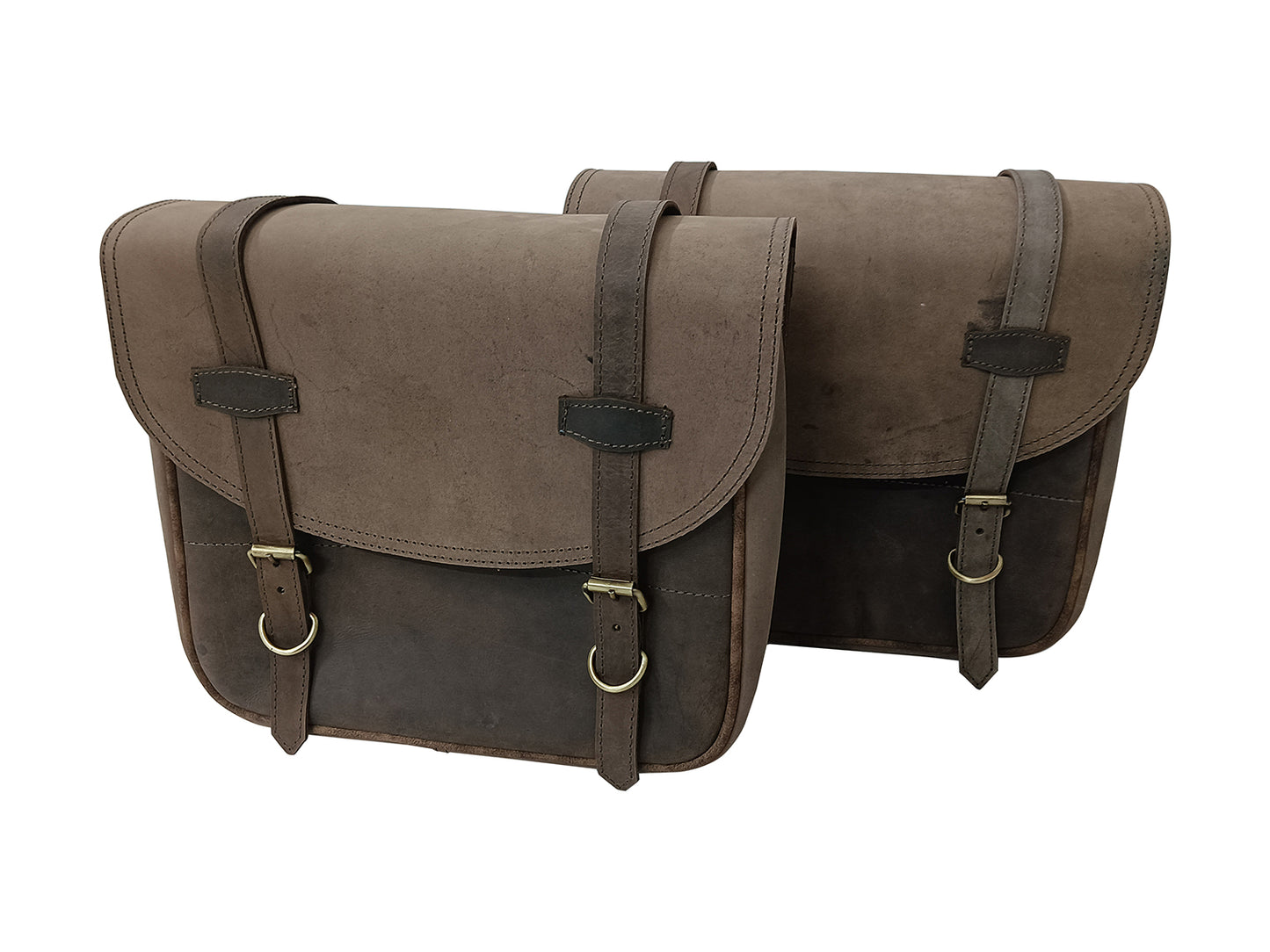 For Royal Enfield Hunter 350 Leather Pannier Bags & Mounting D6