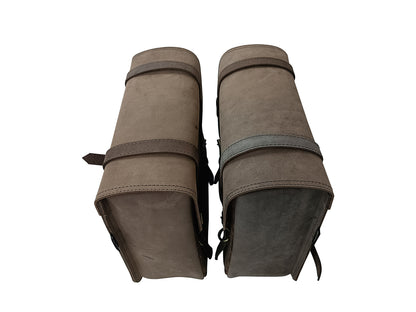 For Royal Enfield Hunter 350 Leather Pannier Bags & Mounting D6