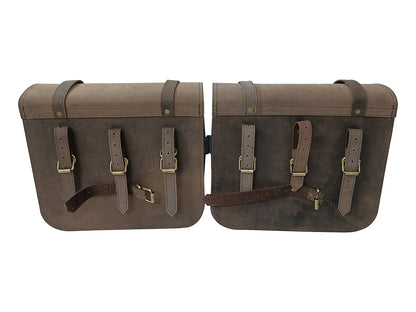 For Royal Enfield Hunter 350 Leather Pannier Bags & Mounting D6