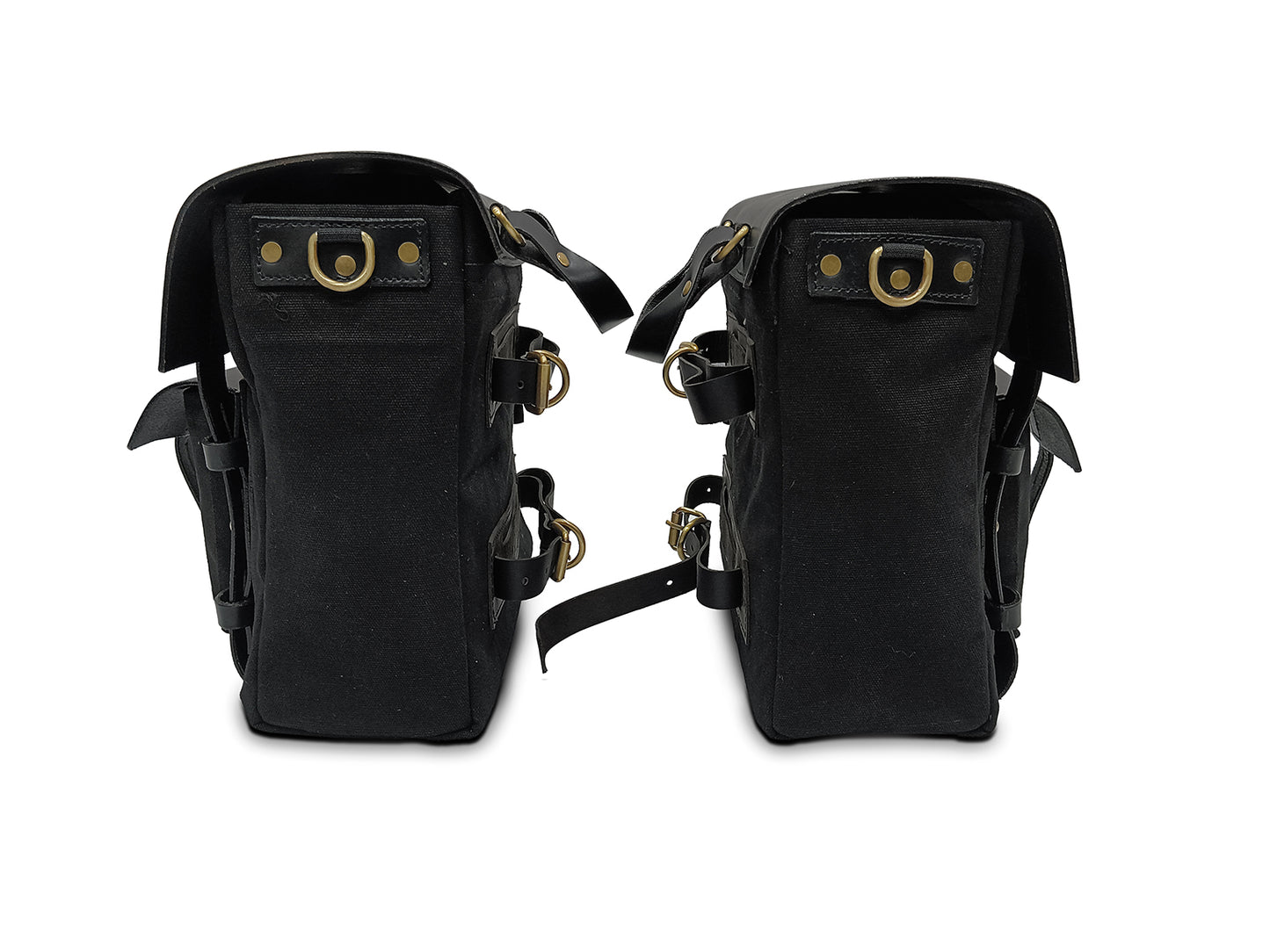 For Royal Enfield Hunter 350 Leather & Canvas Pannier Bags & Mounting D7