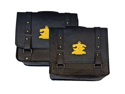 For Royal Enfield Hunter 350 Leather Pannier Bags & Mounting D9