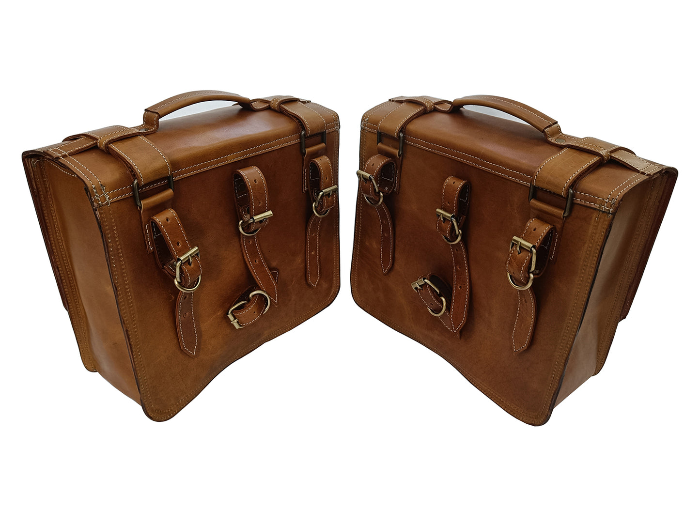 For Royal Enfield Hunter 350 Leather Pannier Bags & Mounting D10