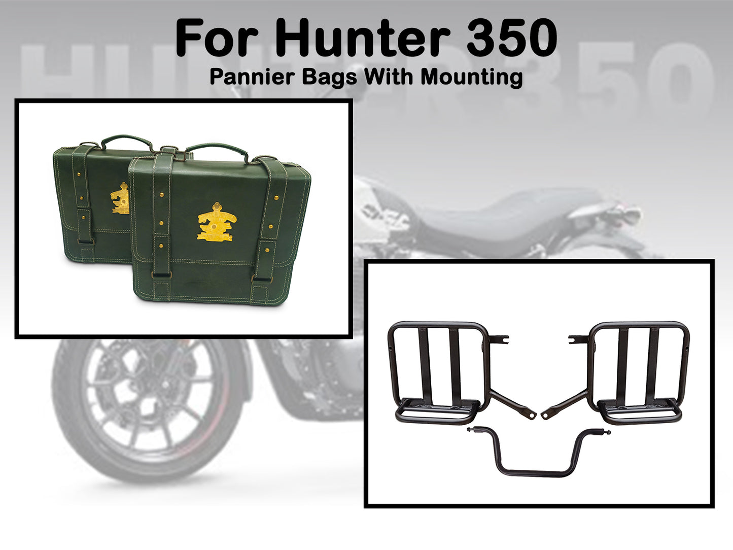 For Royal Enfield Hunter 350 Leather Pannier Bags & Mounting D11