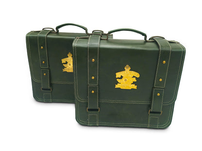 For Royal Enfield Hunter 350 Leather Pannier Bags & Mounting D11
