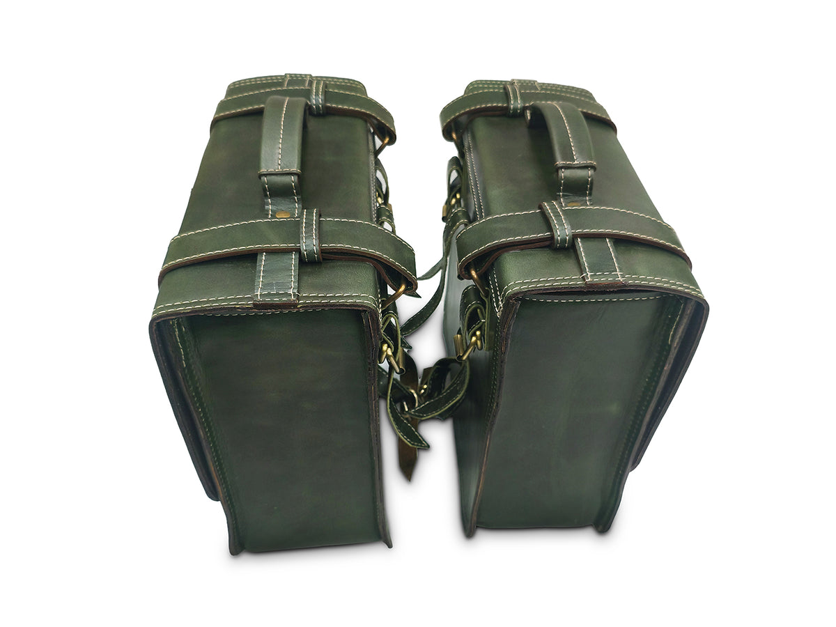 For Royal Enfield Hunter 350 Leather Pannier Bags & Mounting D11