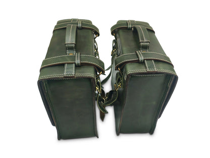 For Royal Enfield Hunter 350 Leather Pannier Bags & Mounting D11