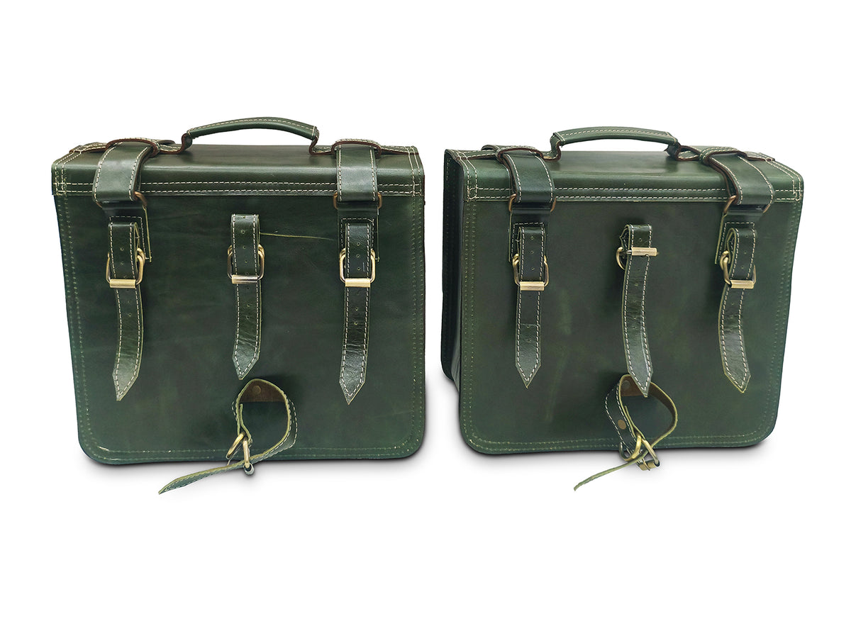For Royal Enfield Hunter 350 Leather Pannier Bags & Mounting D11
