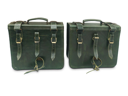 For Royal Enfield Hunter 350 Leather Pannier Bags & Mounting D11