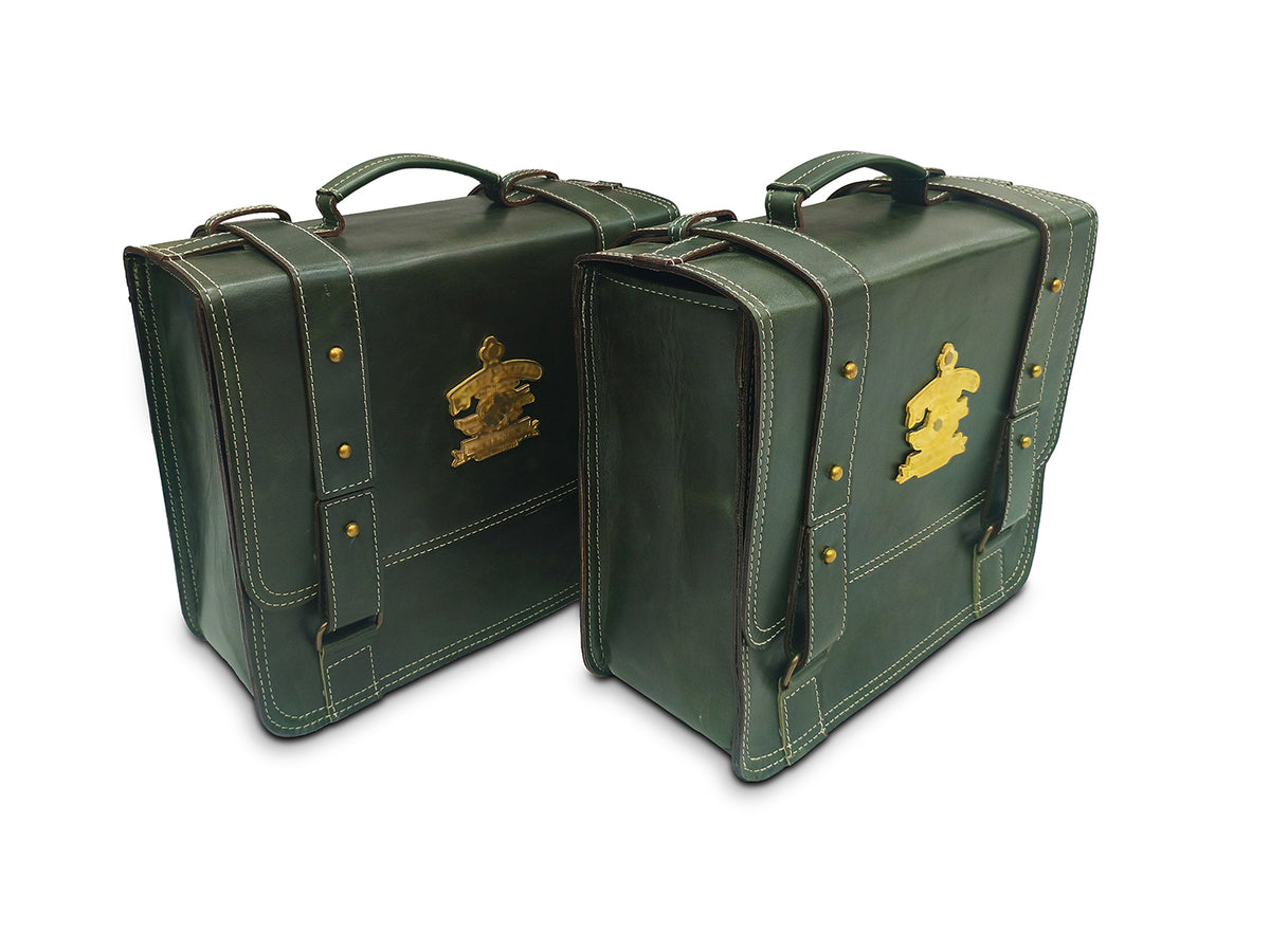 For Royal Enfield Hunter 350 Leather Pannier Bags & Mounting D11
